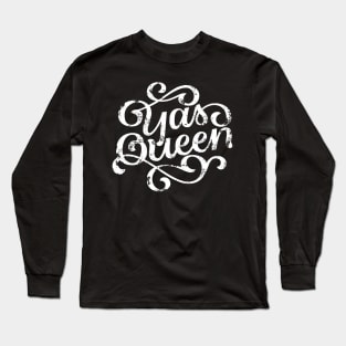 Yas Queen Distressed Cute Retro Script Long Sleeve T-Shirt